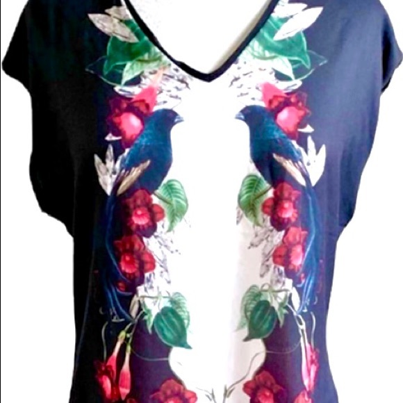 Gorgeous Black 🦅 Bird Ted Baker London & Floral🌺 Print Sleeveless Blouse - Picture 5 of 16